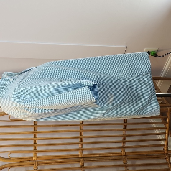 Eddie Bauer wrinkle resistant relaxed fit blue checkered sz L casual shirt - Picture 5 of 10